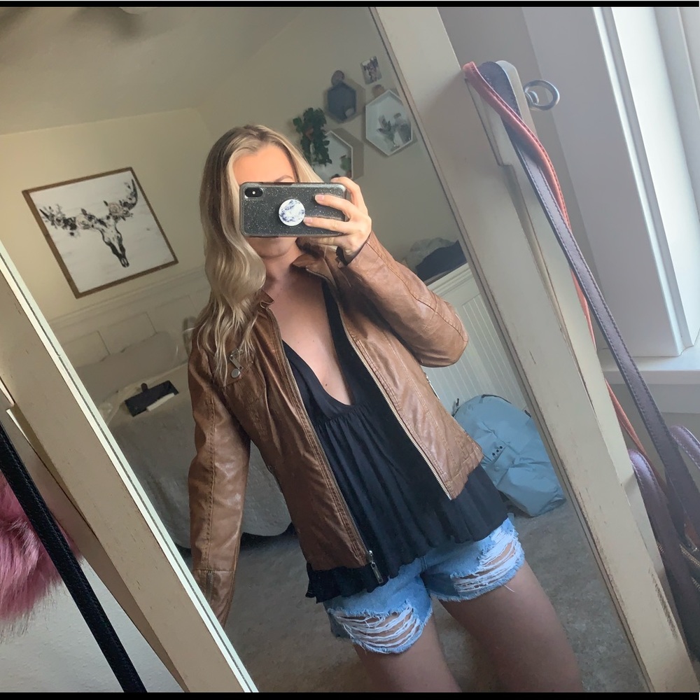 Brown leather jacket